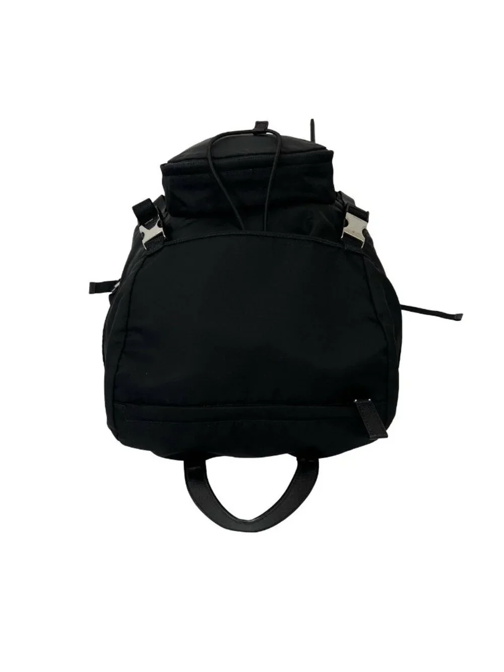 Prada Logo Tessuto Nylon Leather Backpack Black